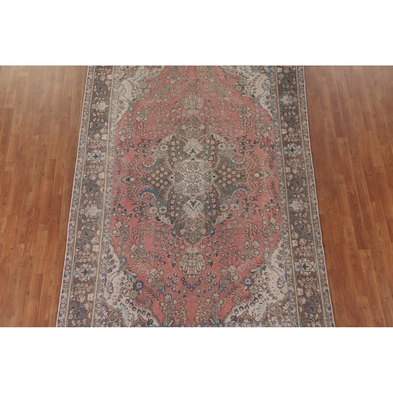 Handmade Tabriz Persian Vintage Area Rug Living Room Wool Carpet - 6'5" x 9'10"