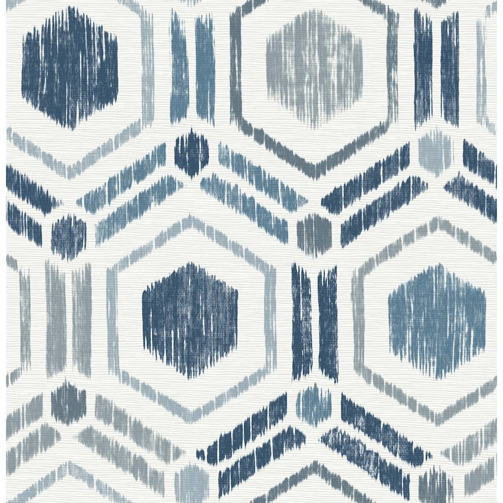 A-Street Prints Borneo Blue Geometric Grasscloth Wallpaper