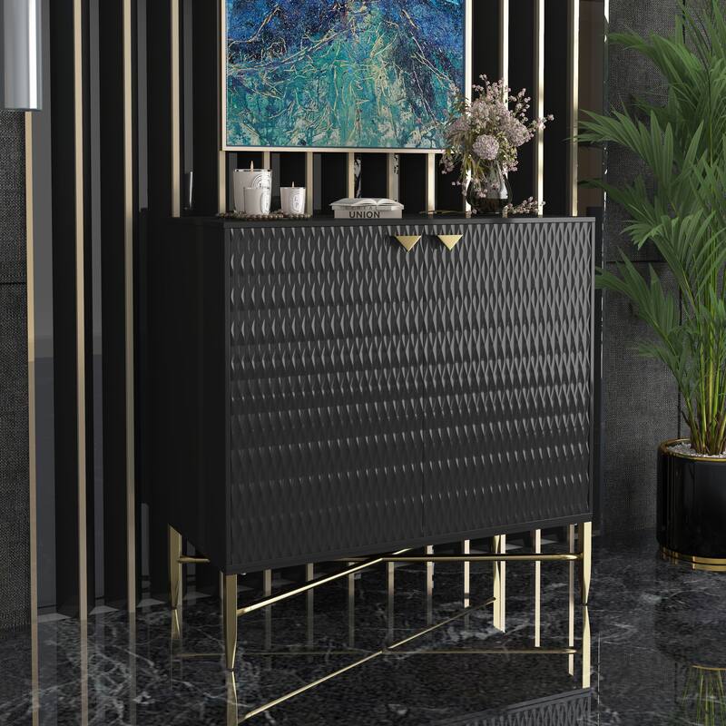 Modern Wood Freestanding 2-Door Storage Accent Cabinet