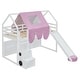 preview thumbnail 28 of 78, Twin/Full Size House Loft Bed with Slide and Tent, Wooden House Bed with Roof Frame, Storage Shelves & Car Shaped Storage Unit