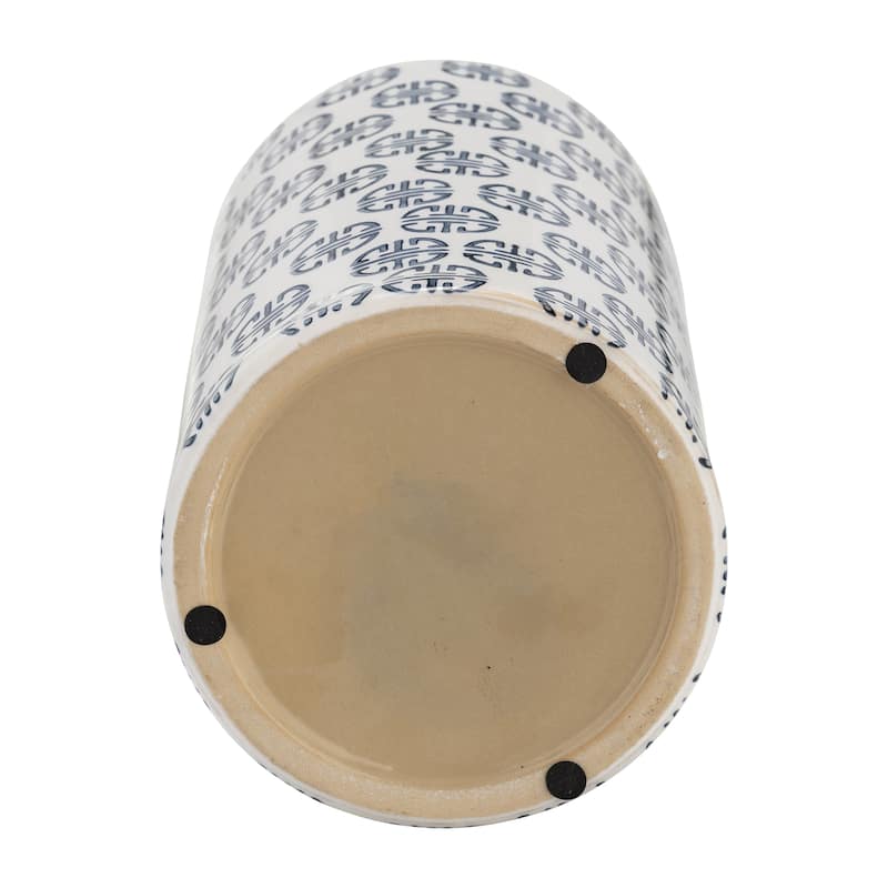 Sagebrook Home Modern Navy and White Ginger Jar with Gold Lid