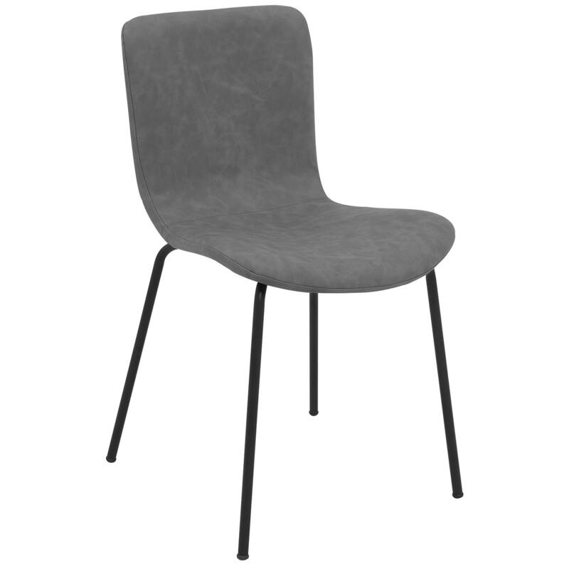 Black/Gray Faux Leather Upholstered Metal Frame Dining Chair, Set of 2, Sturdy Dining Chair for Dining Rooms - 20.5