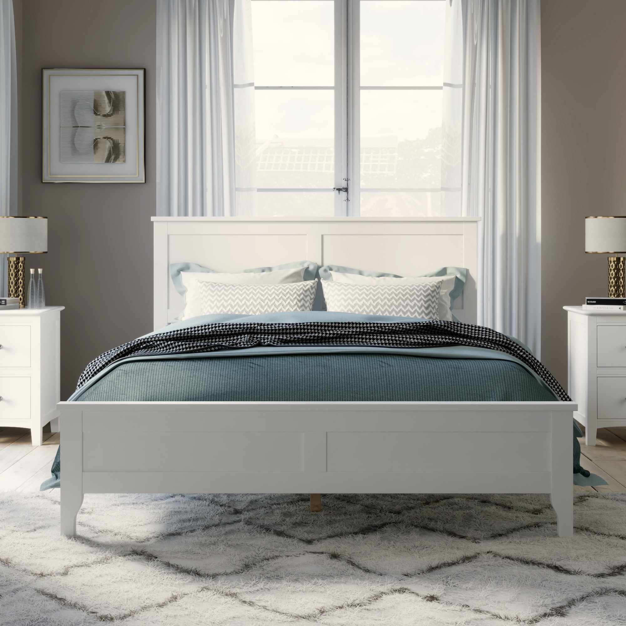 Modern Solid Wood Full Size Platform Bed