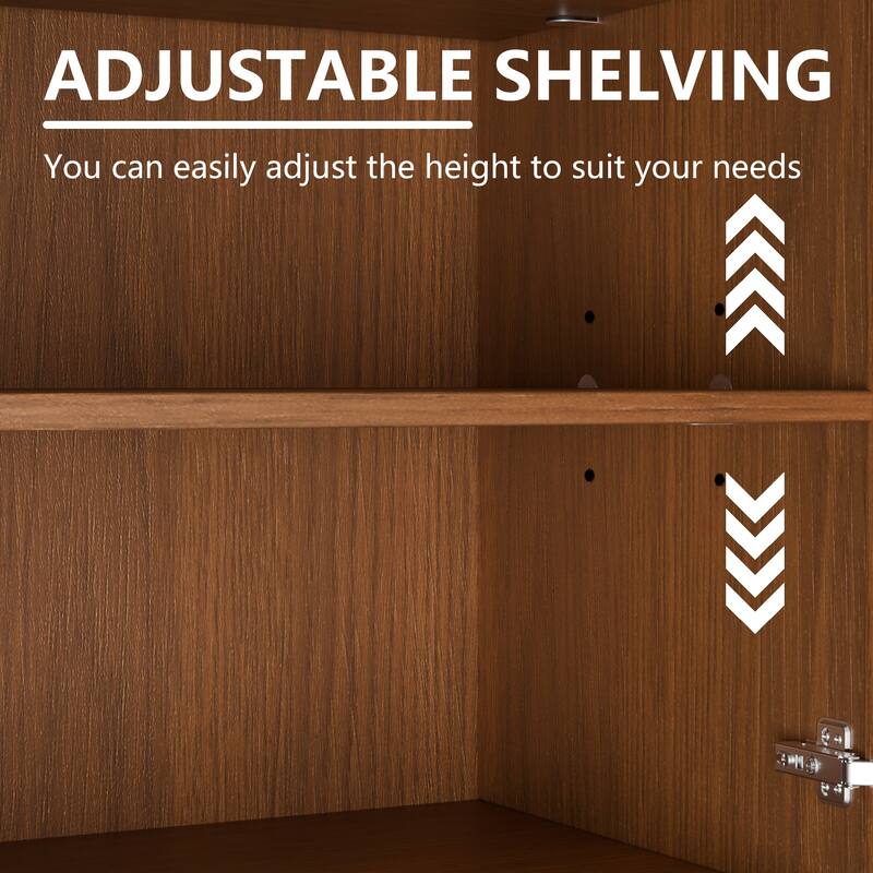 Dovelina Sideboard Buffet Storage Cabinets with Adjustable Shelves,Wooden Door - 62"Lx31"H