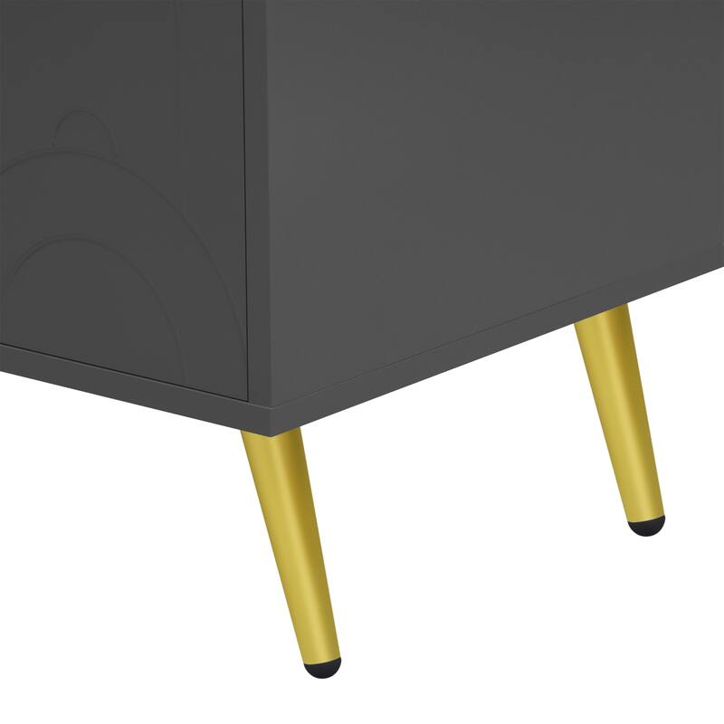 Tv Stand For Tvs Up To 55 Inches,Entertainment Center Media Console,Adjustable Shelf,Metal Legs,Handles And Anti-Tip Device