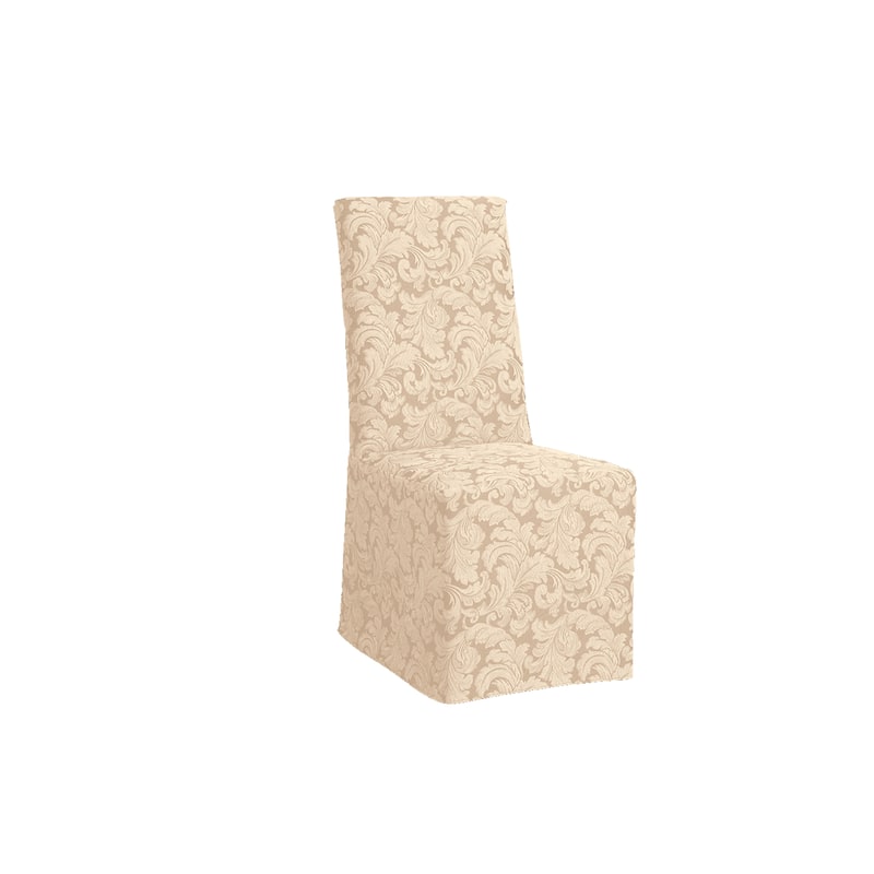 SureFit Scroll Long Dining Chair Slipcover - Champagne