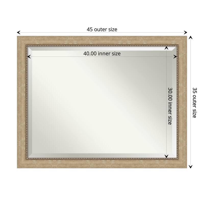 Beveled Bathroom Wall Mirror - Astor Frame - Outer Size: 45 x 35 in - Astor Champagne