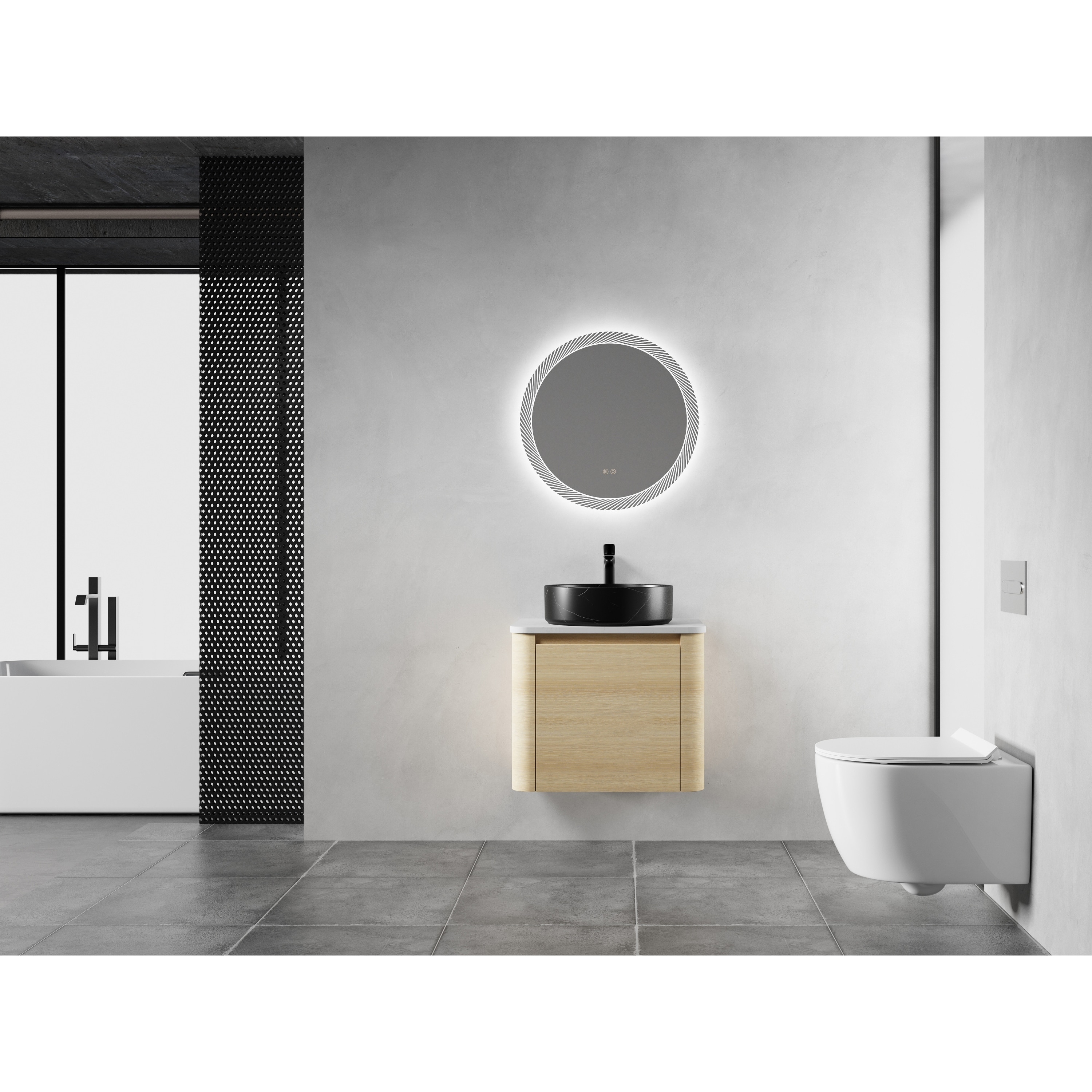 Wall Mounted Bathroom Vanity with Ceramic Art Sink, Floating Bathroom Storage Cabinet with Soft-Close Door