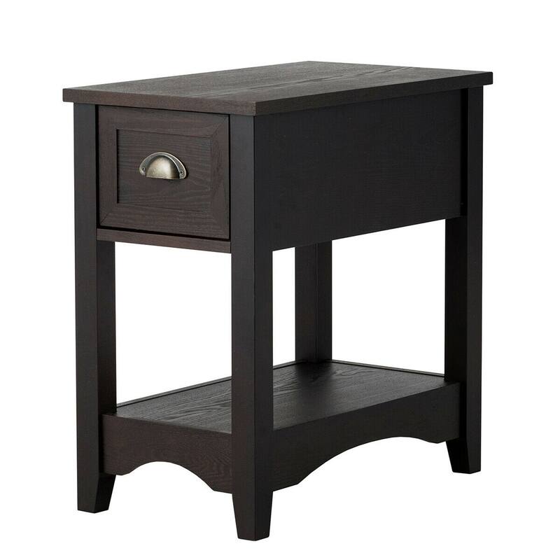 Gymax Contemporary Chair Side End Table Compact Table w/ Drawer