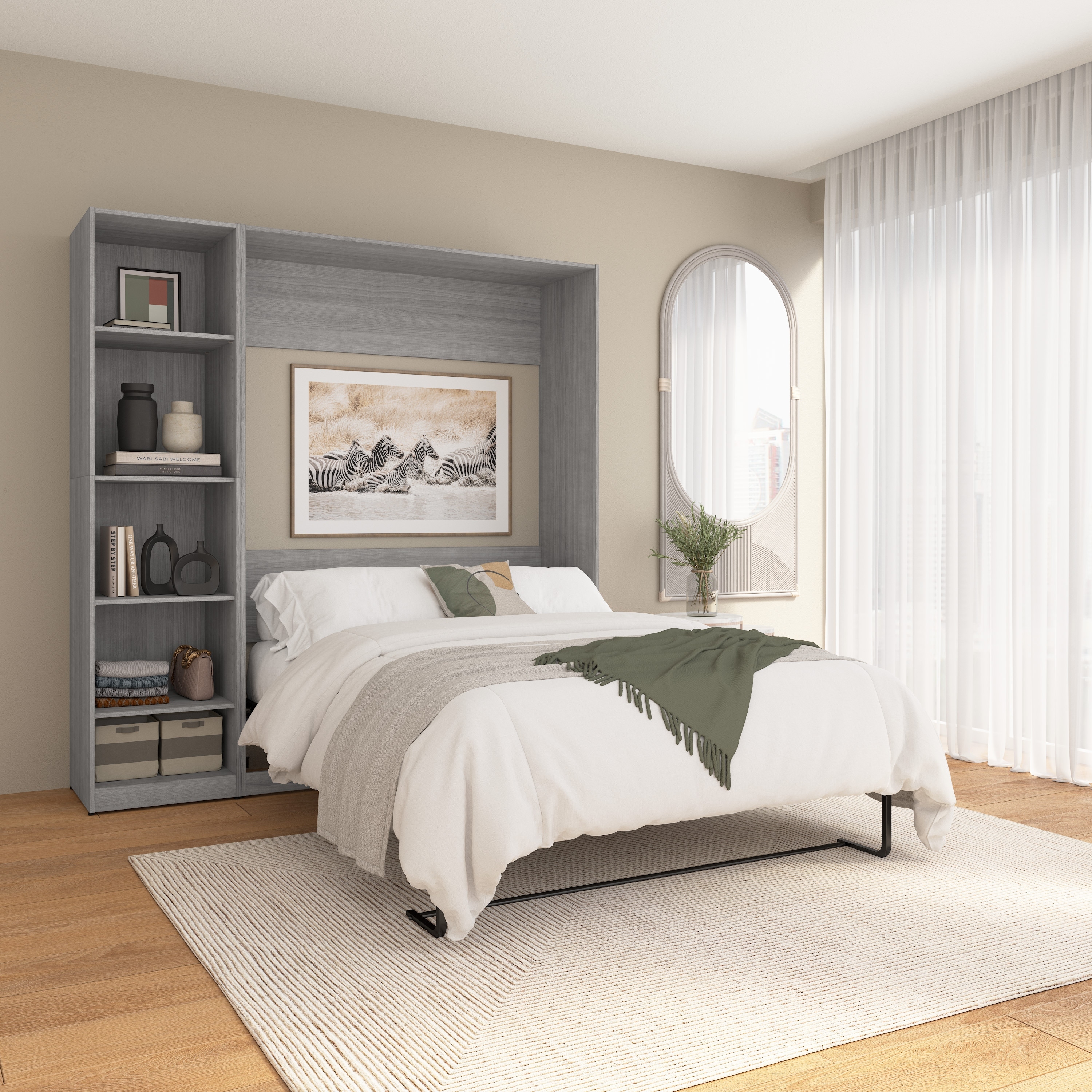 Claremont Full Murphy Bed with Closet Organizer (79W) by Bestar