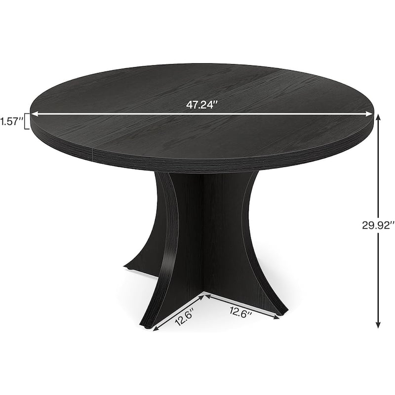 47” Round Particle Board Kitchen Dining Table Perfect to 4-6 People for Meals or Games - 47.24”L x 47.24”W x 29.92”H