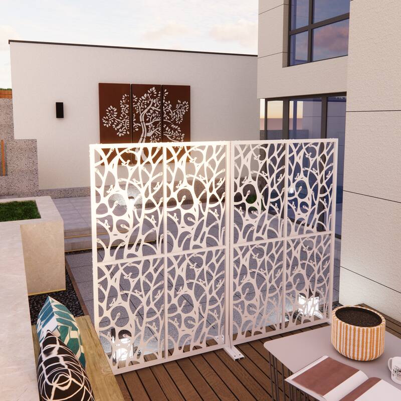 W3.8Ft X H6Ft Metal Privacy Screens, Outdoor and Indoor Divider with Free Standing for Balcony Patio Garden Room Divider