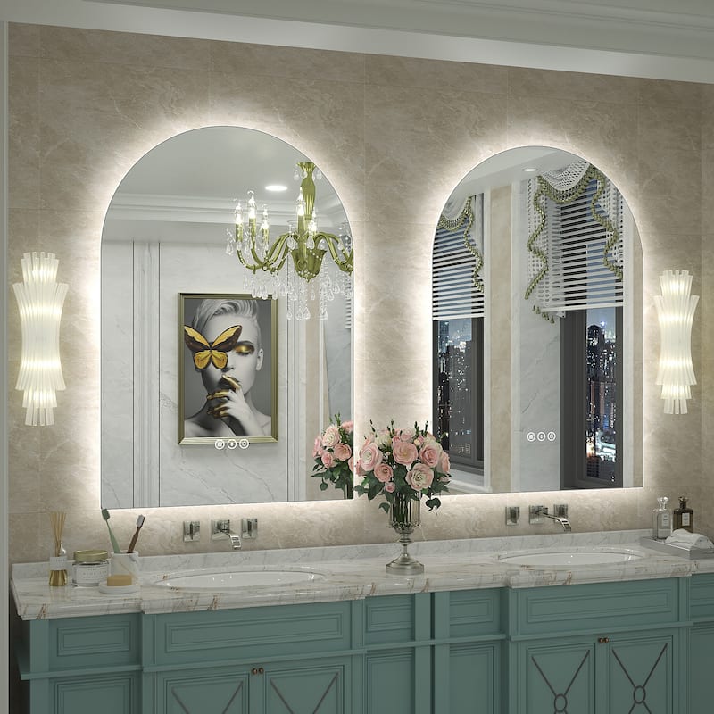 UL Certified Arched LED Anti-fog Tempered Glass Wall Bathroom Vanity Mirror