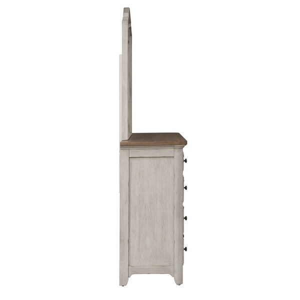 Farmhouse Reimagined Antique White & Chestnut Dresser & Mirror