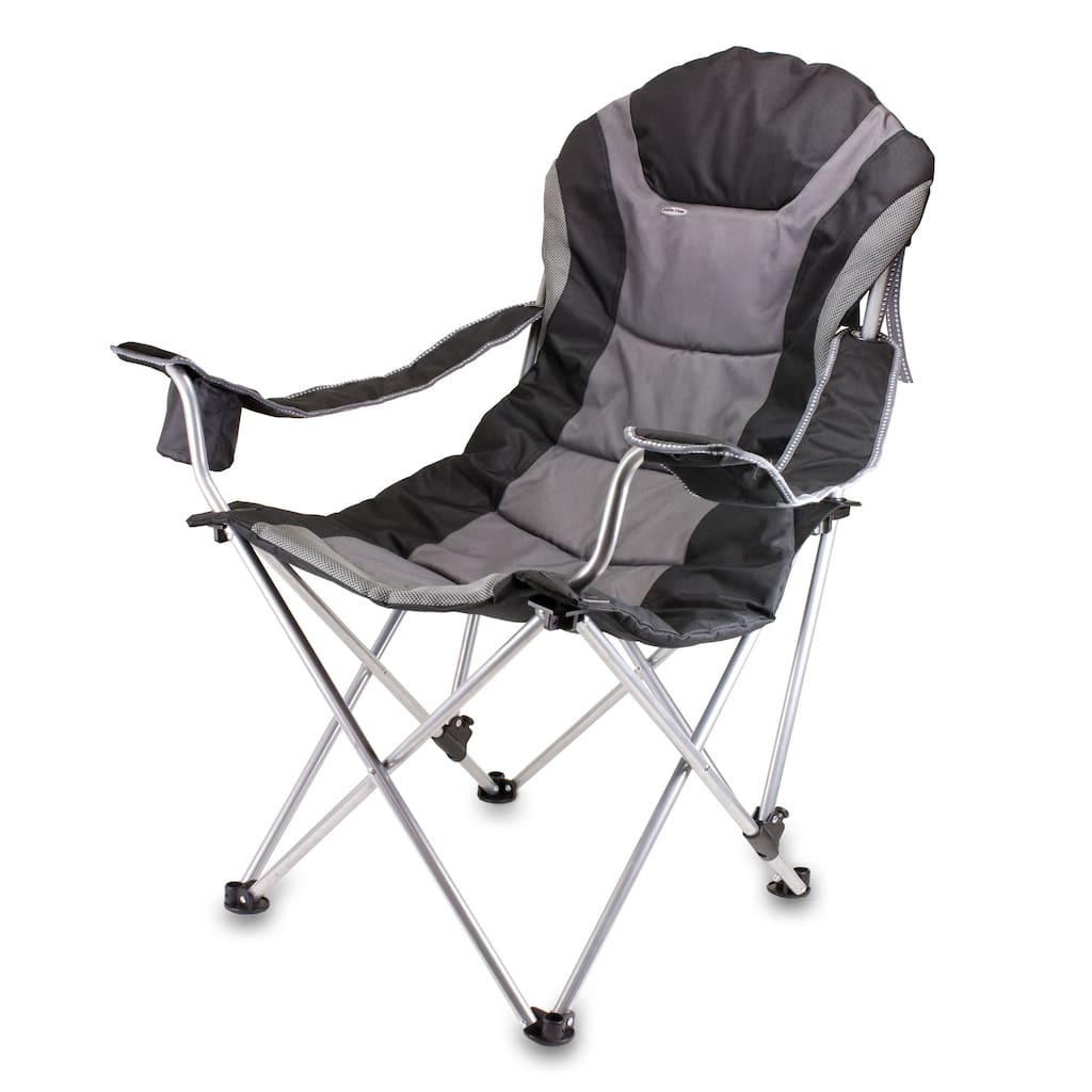 Oniva Reclining Camp Chair, (Black with Gray Accents)