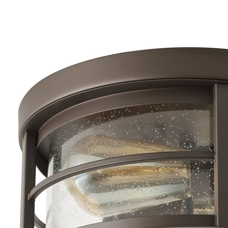 Oil Rubbed Bronze 2-Light Flush Mount Ceiling Lamp with Clear Glass Design