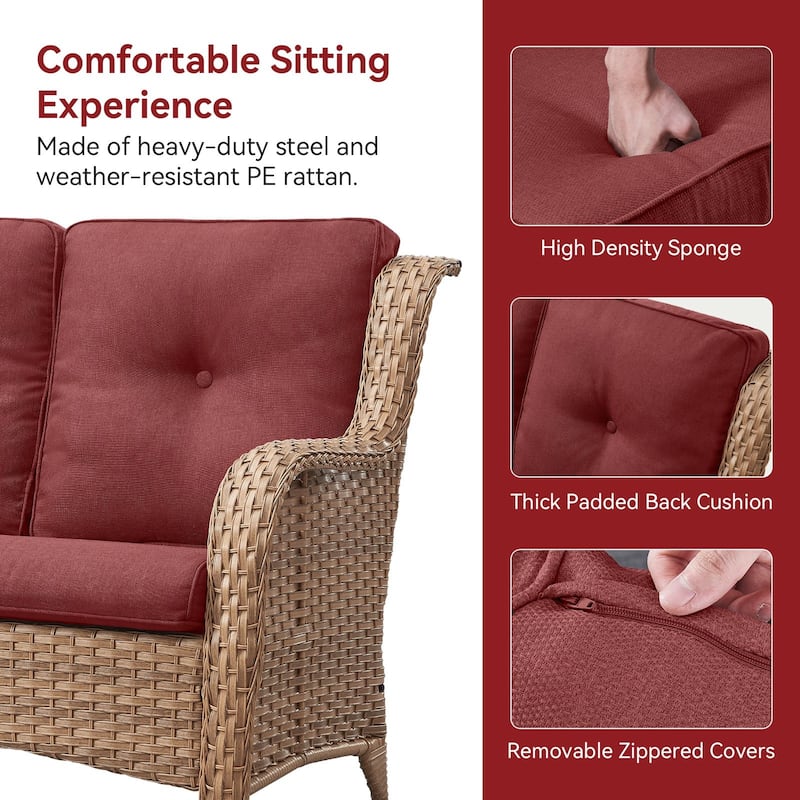 Outdoor Patio Wicker Loveseat Sofa - 2-Seater Rattan Sofa