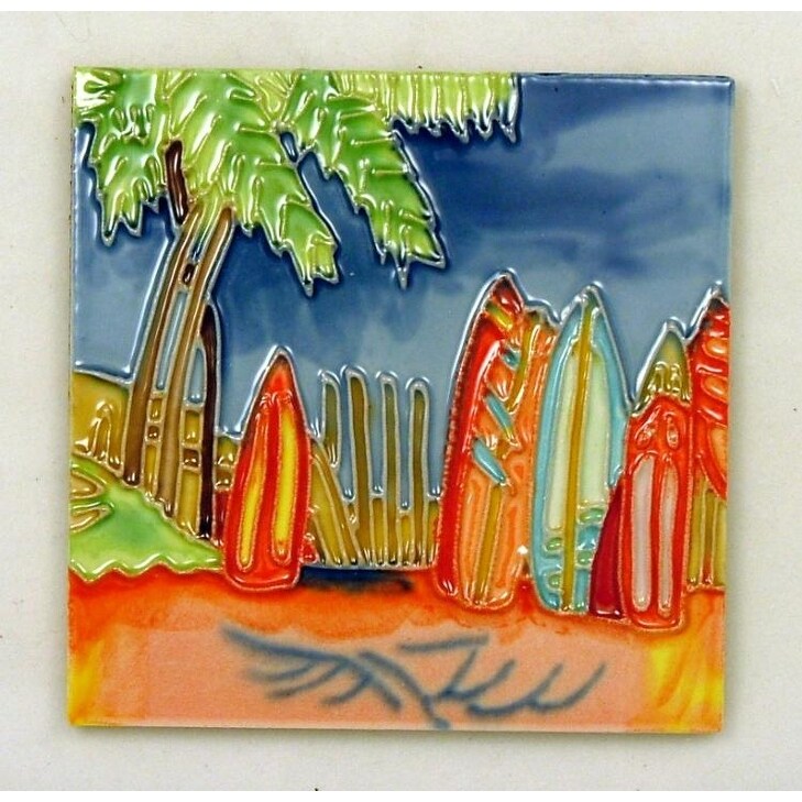 Shop Tropical Beach Surfboards Surfing Surfer Ceramic Tile 6x6