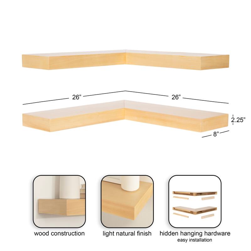 Kate and Laurel Havlock Wood Shelf Set