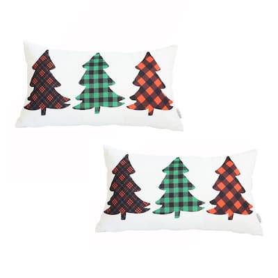 Christmas Tree Lumbar Printed Pillow Covers (Set of 2)