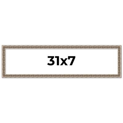31x7 Frame Silver Versailles Ornate Solid Wood Picture Frame | 1 Inch