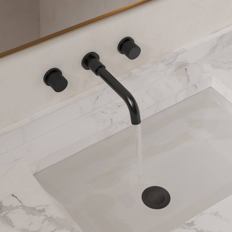 GRANDJOY 2-Handle Wall Mounted Bathroom Faucet - Matte Black