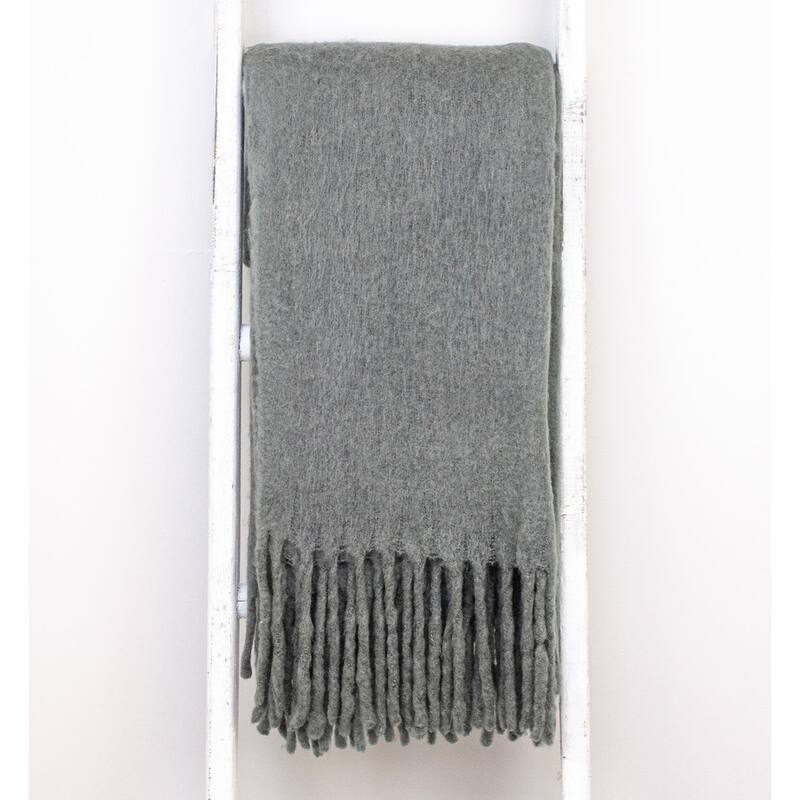 Super Soft Gray Soft Solid Color Handloomed Throw Blanket