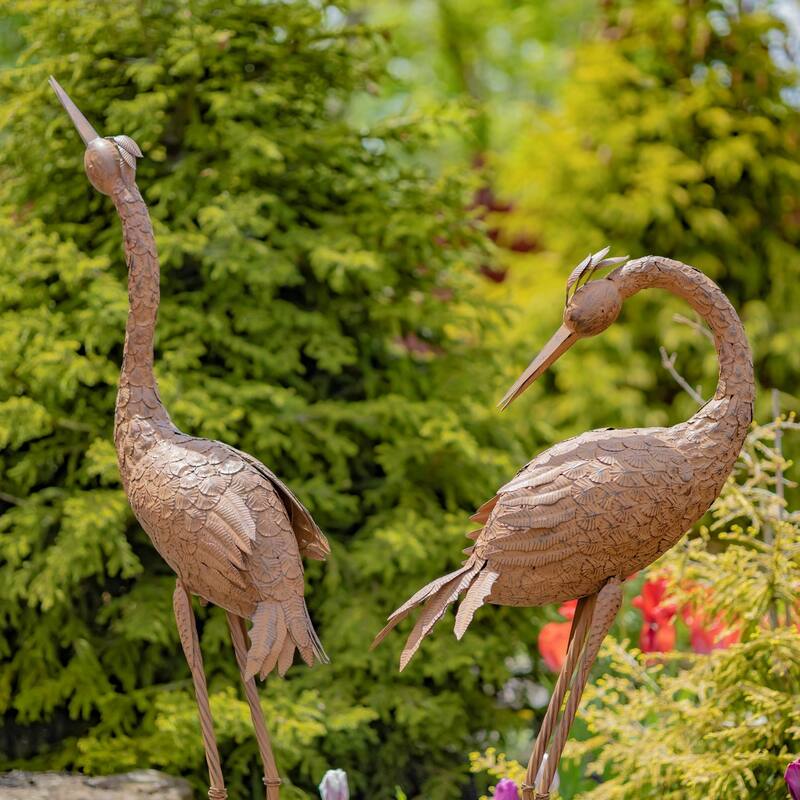 Set of 2 Small Dancing Rusty Herons