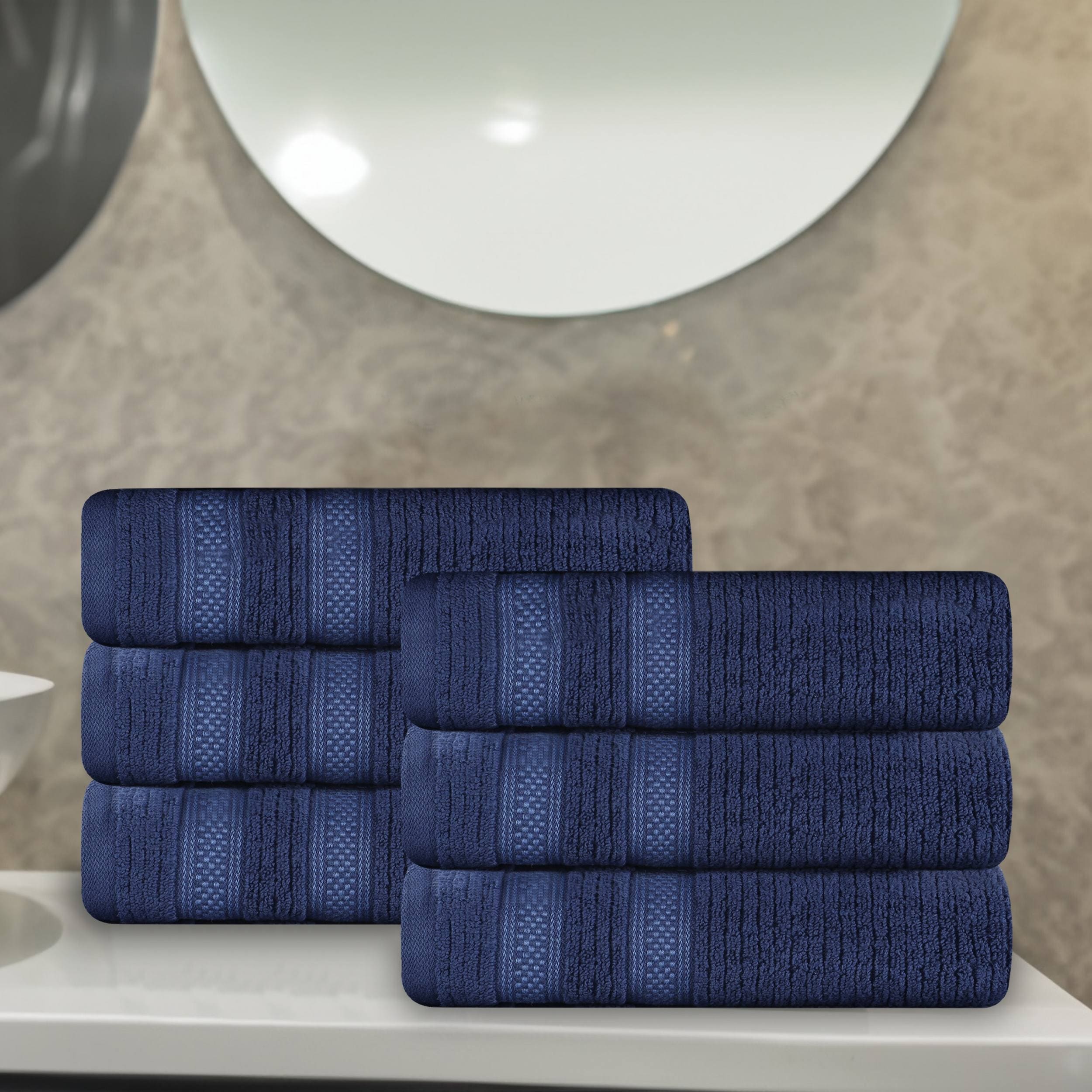 Superior Brea Zero Twist Cotton Ribbed Modern Hand Towel Set of 6 On Sale Bed Bath Beyond 39232422