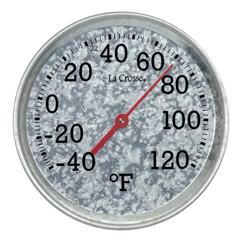 La Crosse Analog Galvanized Metal 8 Inch Dial Thermometer