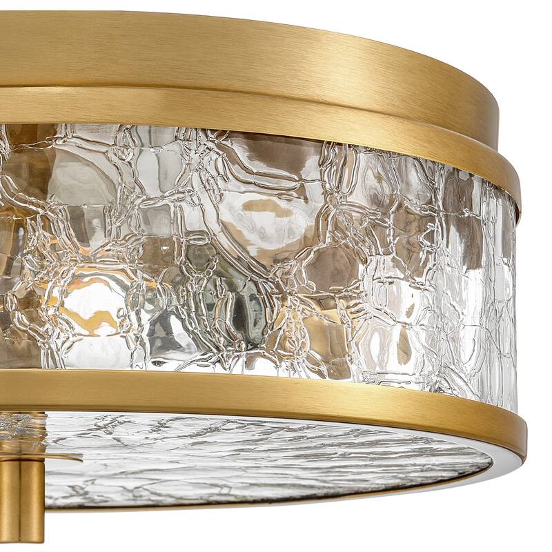 2-Light Farmhouse Drum Flush Mount Ceiling Light with Glass Shade - 12 inch