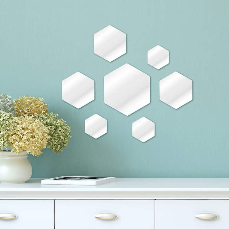 Elements Set of 7 Hexagonal Wall Mirrors