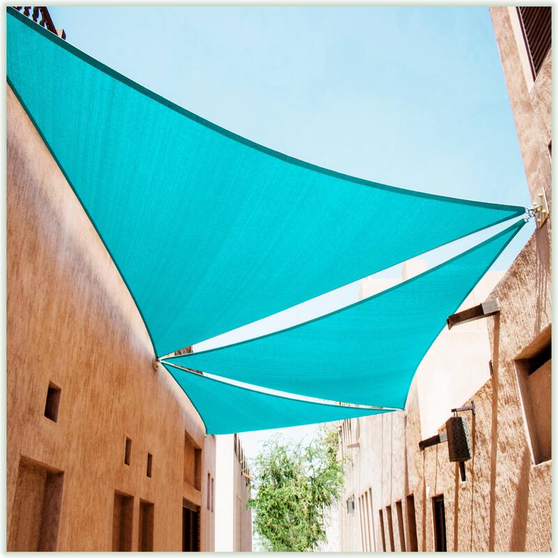 ColourTreeUSA Right Triangle Sun Shade Sail HDPE with Winch Hardware Installation Kit