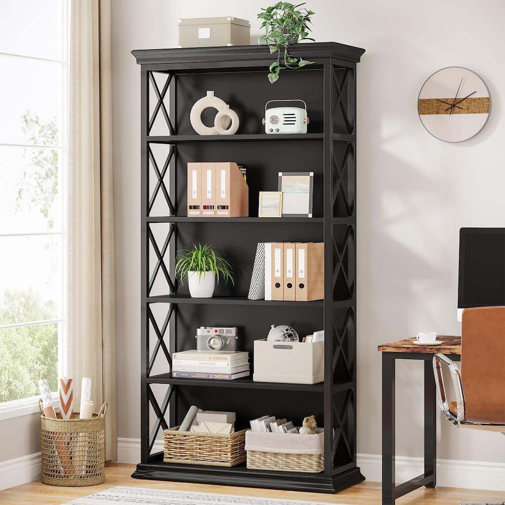 6-Tier Bookcase, 71 Inches Industrial Bookshelves and Bookcases