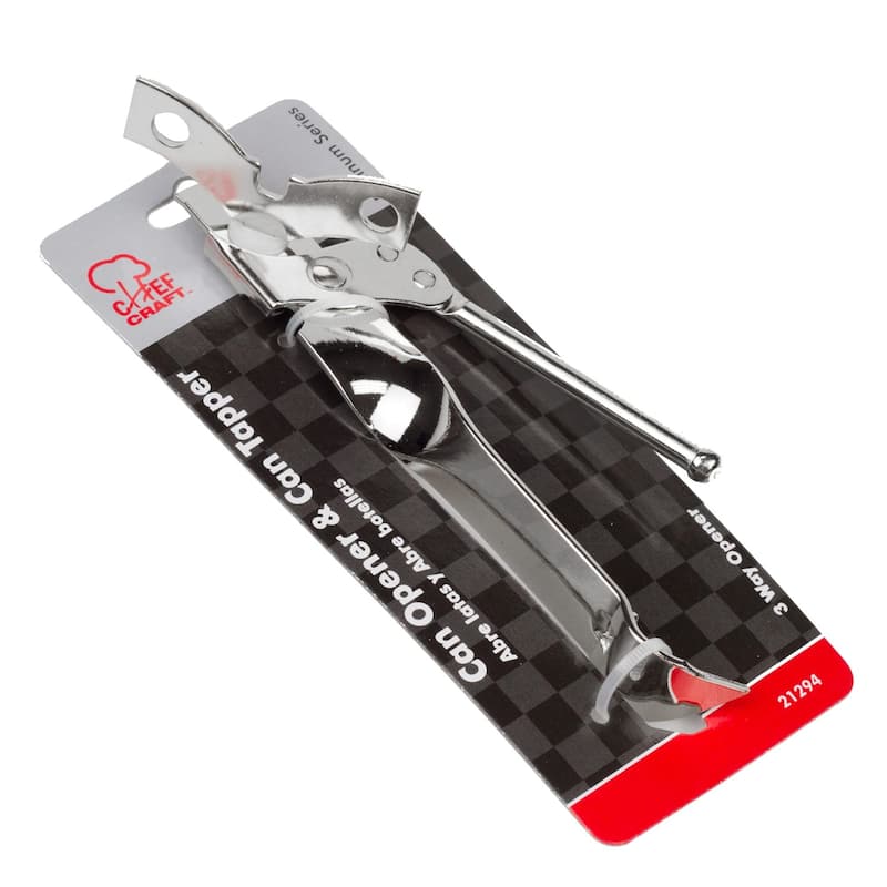 Chef Craft Durable Metal Manual Hand Can Opener with Can Tapper