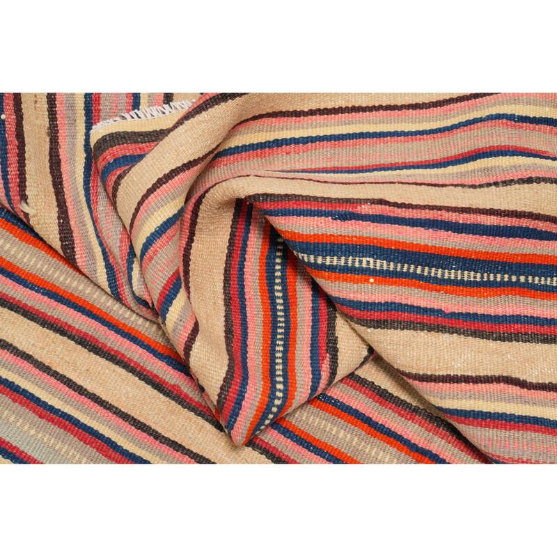 Hand Woven Oriental 100% Wool Carpet Southwestern Geometric Multi-Colored Kilim Area Rug - 8' 3'' X 4' 8''