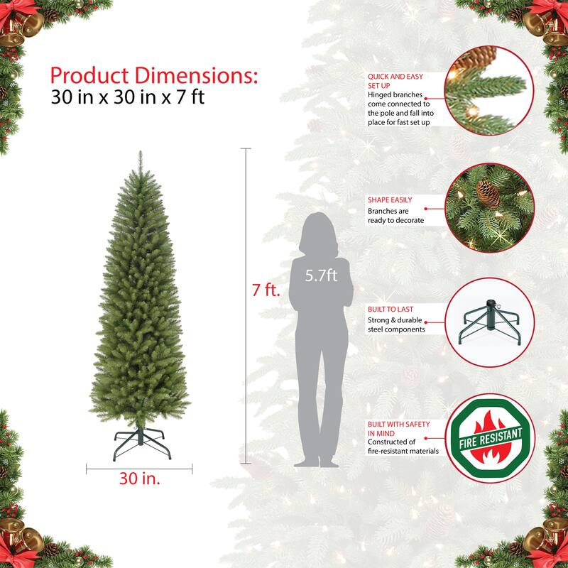Puleo International 7' Pencil Fraser Fir Artificial Christmas Tree