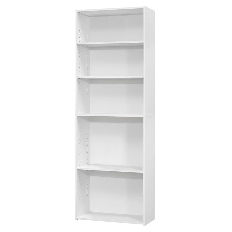 Wood Adjustable 5-Tier Bookcase with Veneer Finish for Office Storage - 11.75” D x 24.75” W x 71.25” H