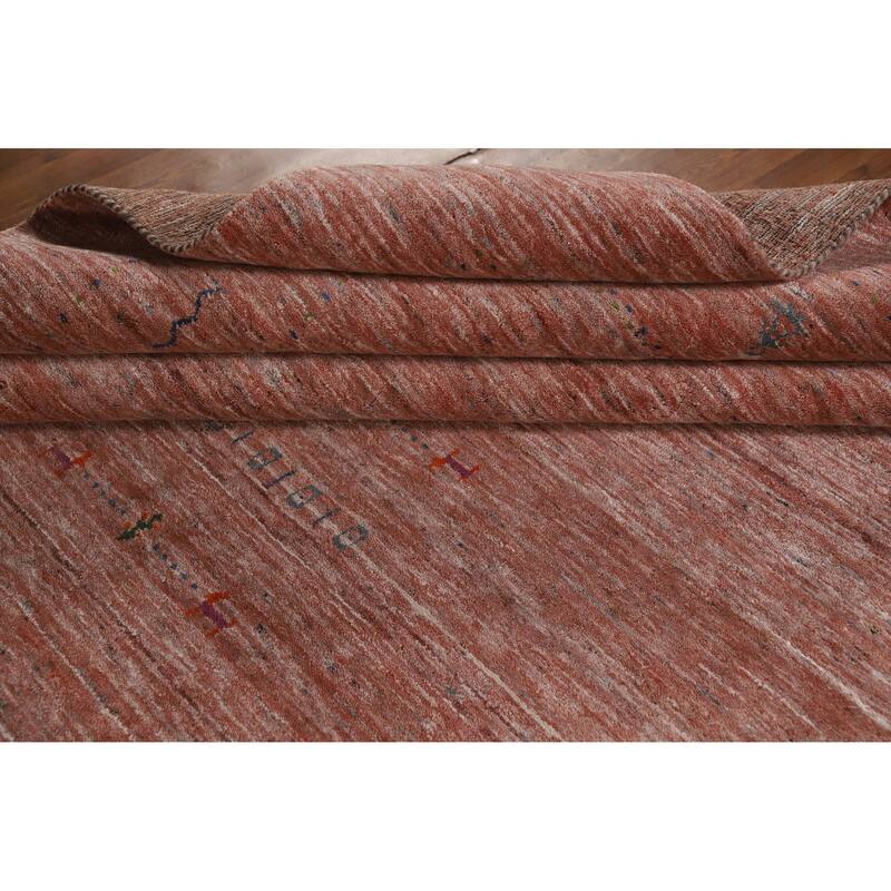 Hand Knotted Oriental 100% Wool Carpet Tribal Animal Pictorial Oranges & Rust Gabbeh Area Rug - 11' 3'' X 9' 0''