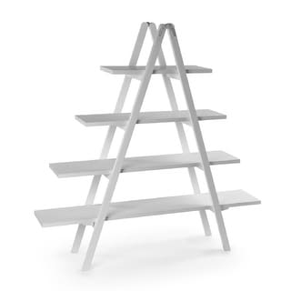 White 4 Tier A-Frame Wooden Ladder Bookcase