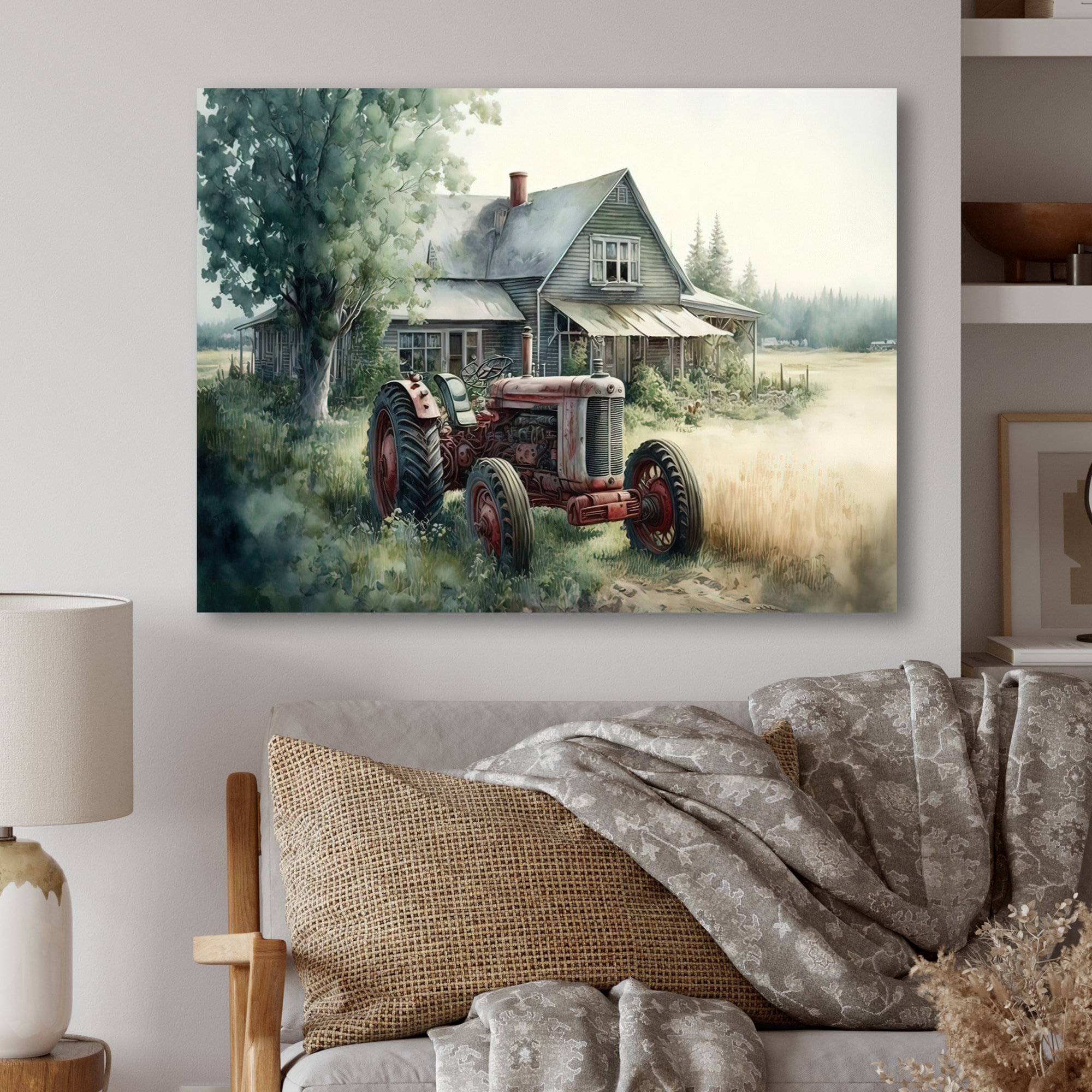 Designart 'Tractor In Barn I' Farmhouse Country Canvas Wall Art Bed  Bath  Beyond 37304024