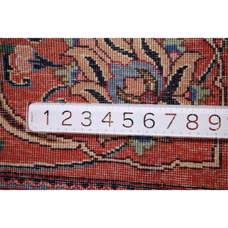 Signed Sarouk Vintage Persian Area Rug Handmade Wool Carpet - 9'10" x 12'6"