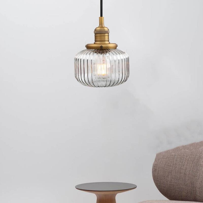 1 Light light bulb gold table lamp glass shade, metal base pendant light