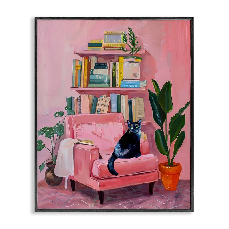 Stupell Calm & Cozy Pink Interior Framed Giclee Art Design By Lil' Rue - 11 x 14 - Black