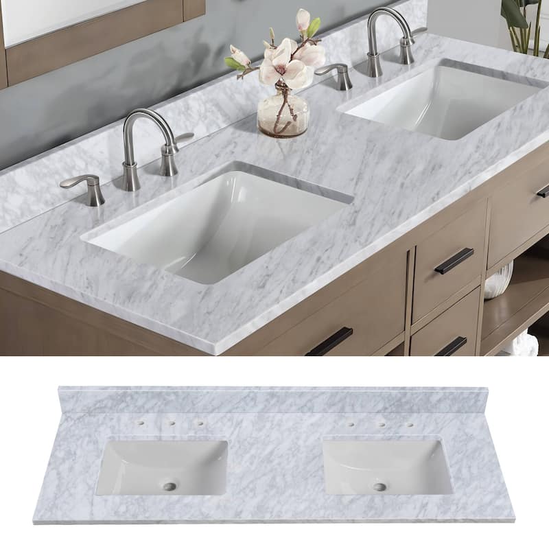 Glacielle 60 inch Natural Marble Bathroom Vanity Top