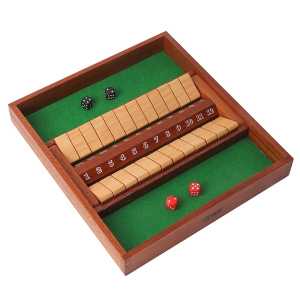 slide 2 of 6, GSE™ 2-Player Wooden 12 Number Shut The Box Dice Game Set for Family Game Night, Dice Table Games, Bar Games
