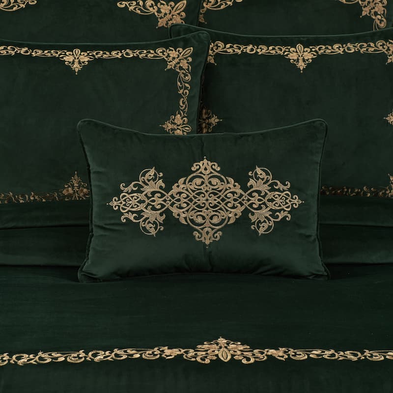 J. Queen New York Noelle Evergreen Boudoir Embellished Decorative Throw Pillow - Accent - Polyester - Evergreen