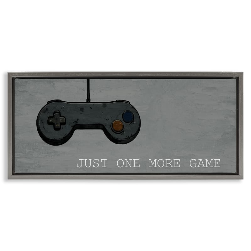Stupell Just One More Rustic Gaming Framed Floater Canvas Wall Art Design By Kim Allen - 25 x 11 - Grey
