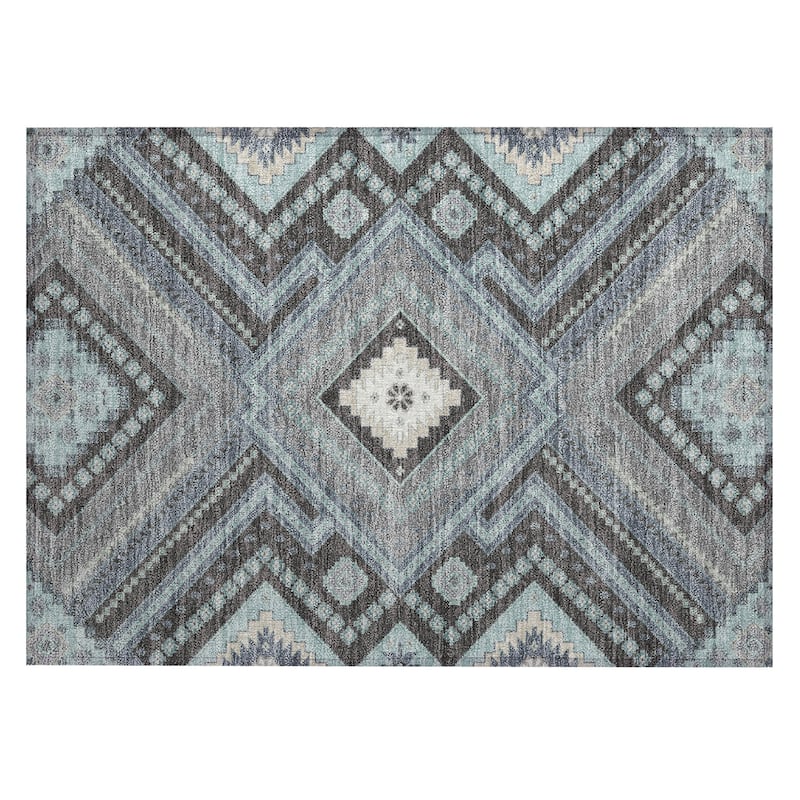 Machine Washable Indoor/ Outdoor Global Boho Chantille Rug