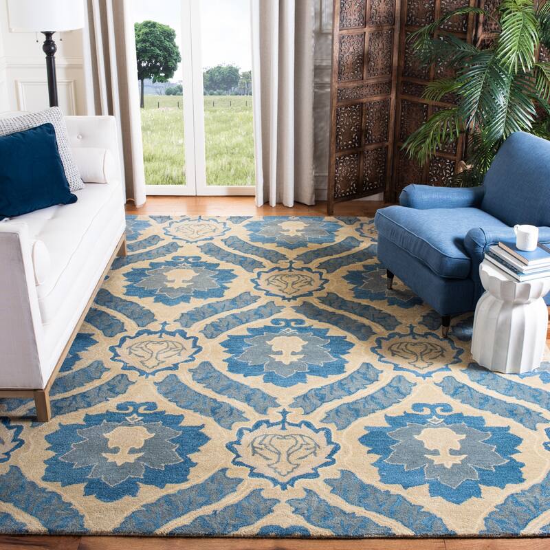 SAFAVIEH Handmade Wyndham Marnie Modern Wool Rug - 5' x 8' - Blue/Grey